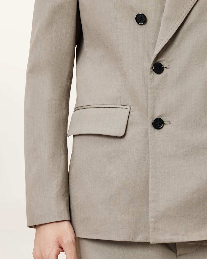 AllSaints Newton Double Breasted Relaxed Blazer Stone Grey