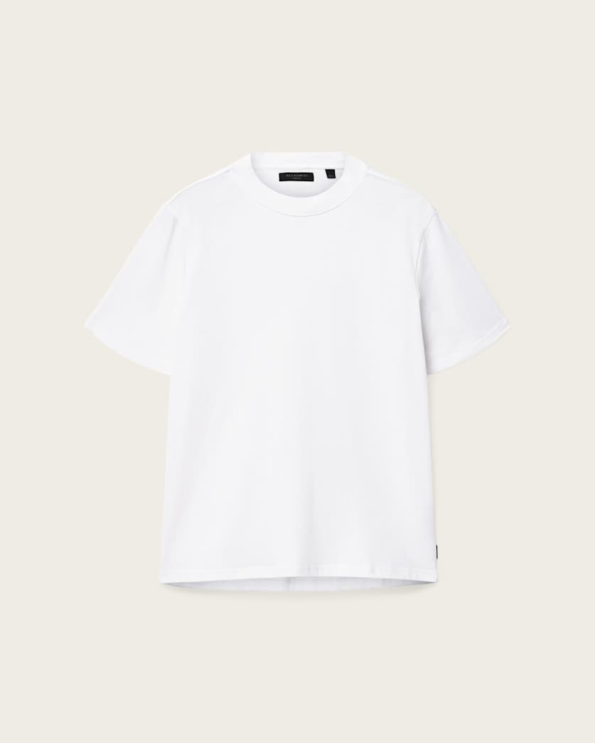AllSaints Nero Mock Neck Short Sleeve T Shirt Chalk White