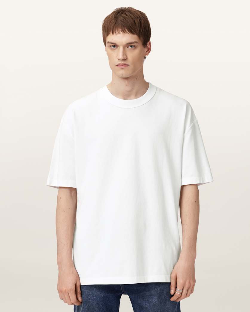AllSaints Nero Mock Neck Short Sleeve T Shirt Chalk White