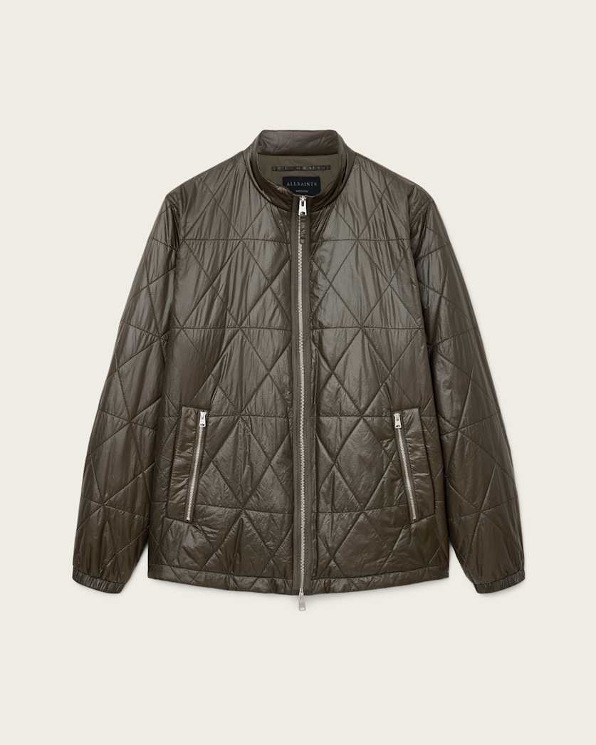 AllSaints Tribex Shine Quilted Jacket Forest Green