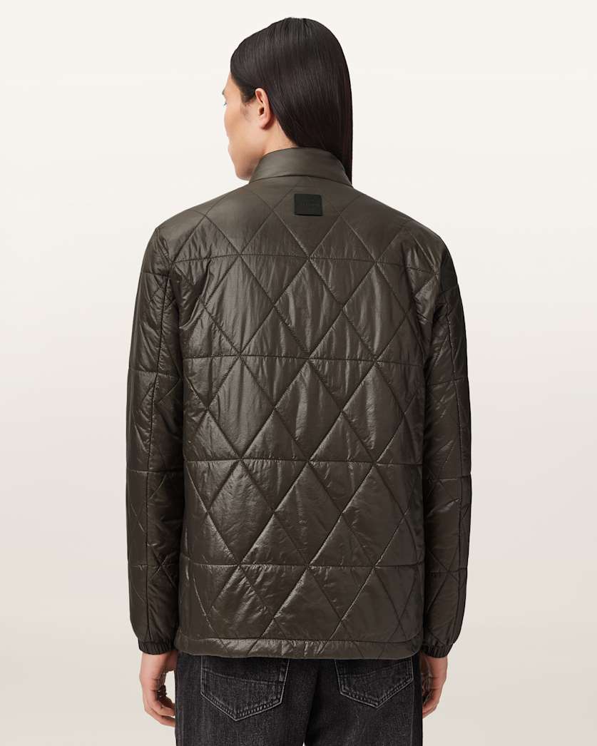 AllSaints Tribex Shine Quilted Jacket Forest Green
