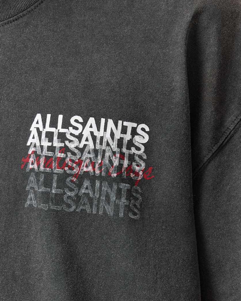 AllSaints Graphene Oversized Graphic T Shirt Washed Black
