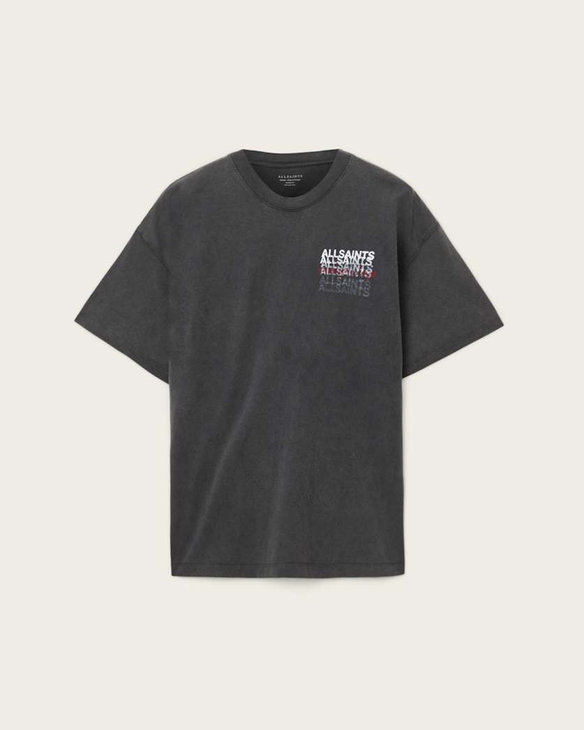 AllSaints Graphene Oversized Graphic T Shirt Washed Black