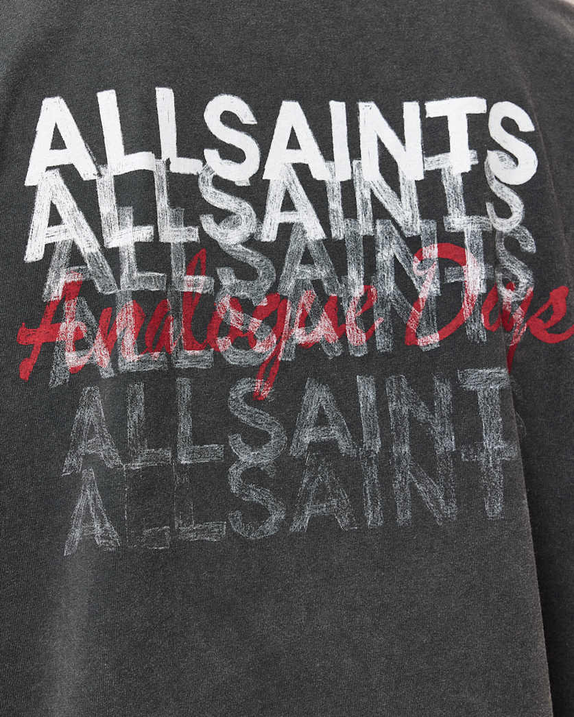 AllSaints Graphene Oversized Graphic T Shirt Washed Black