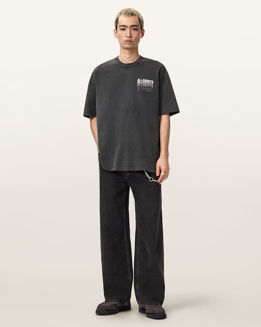 AllSaints Graphene Oversized Graphic T Shirt Washed Black