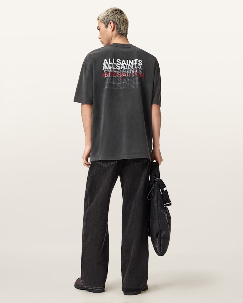 AllSaints Graphene Oversized Graphic T Shirt Washed Black