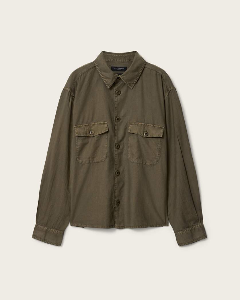 AllSaints Strand Relaxed Fit Shirt Mangrove Green