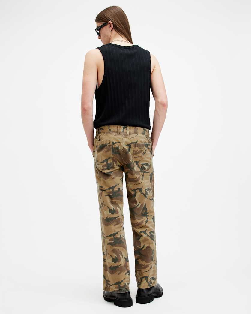 AllSaints Gaspar Camouflage Relaxed Fit Pants Camo Brown
