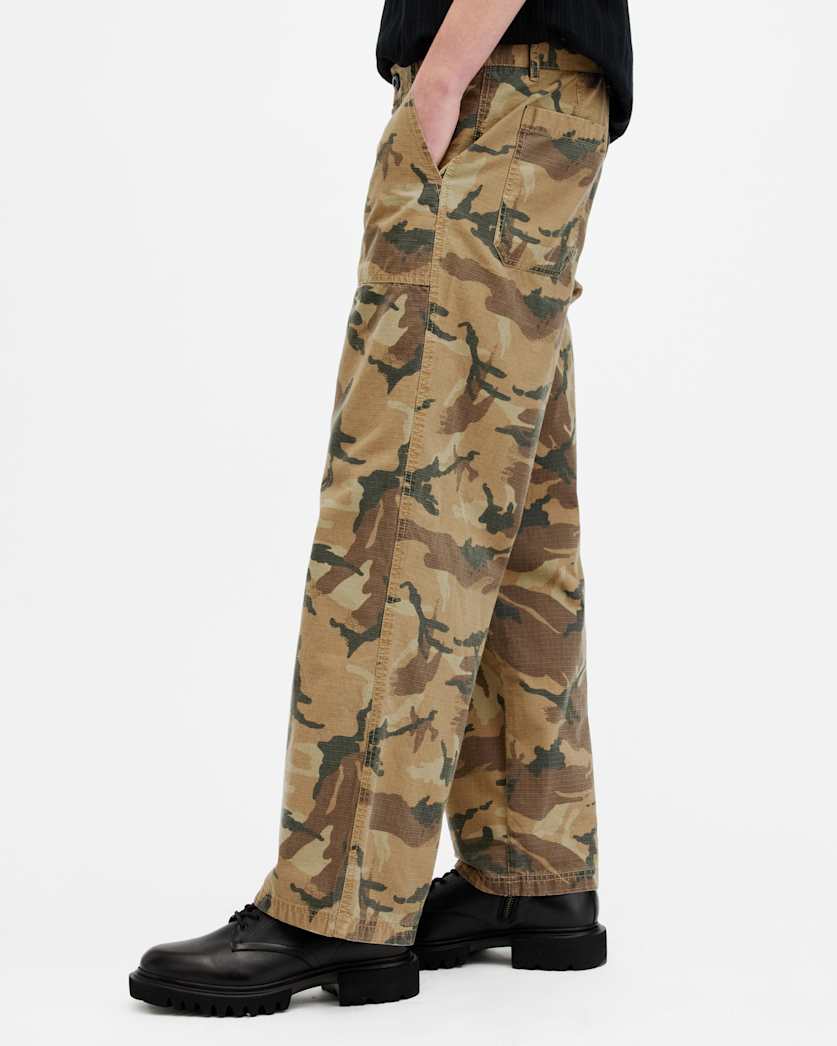 AllSaints Gaspar Camouflage Relaxed Fit Pants Camo Brown
