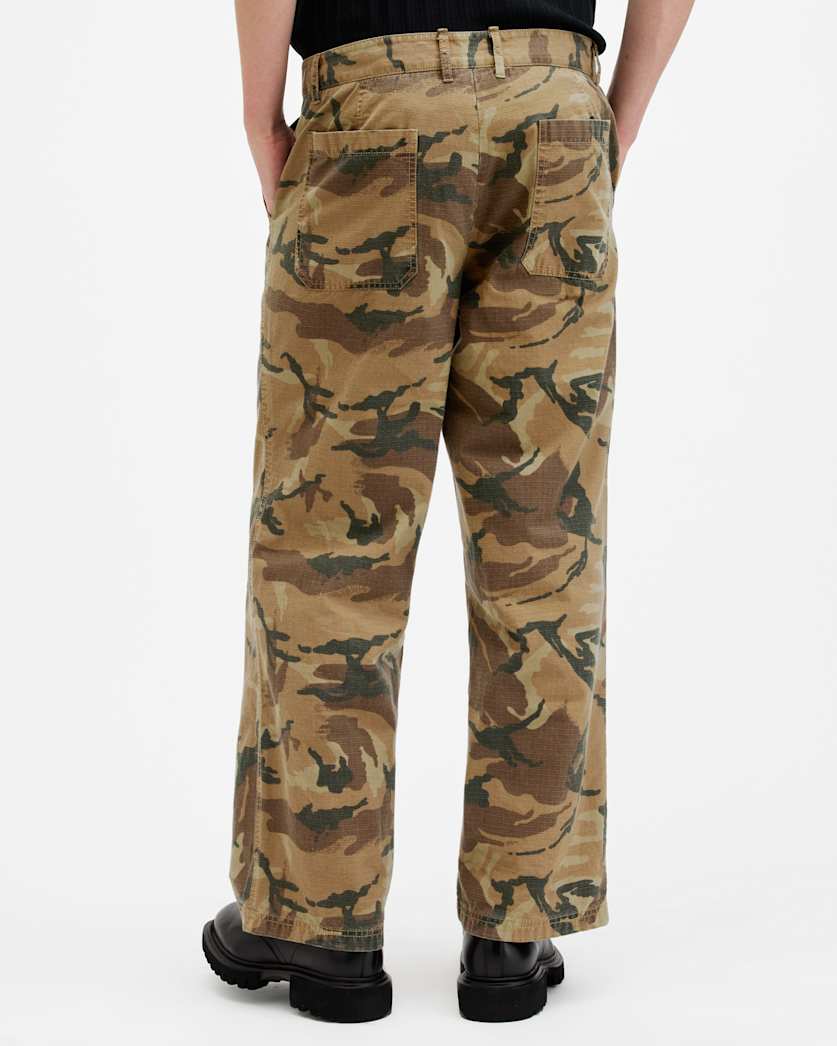 AllSaints Gaspar Camouflage Relaxed Fit Pants Camo Brown