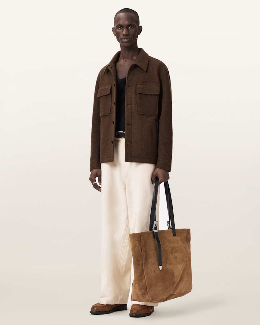 AllSaints Cayson Wool Blend Jacket Cider Brown