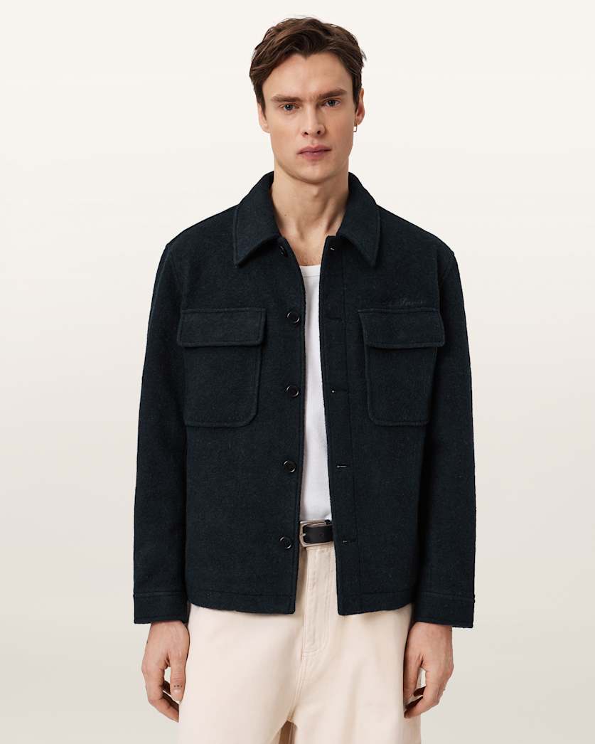 AllSaints Cayson Wool Blend Jacket Cider Brown