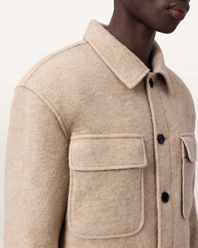 AllSaints Cayson Wool Blend Jacket Cider Brown