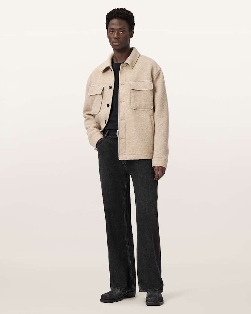 AllSaints Cayson Wool Blend Jacket Cider Brown