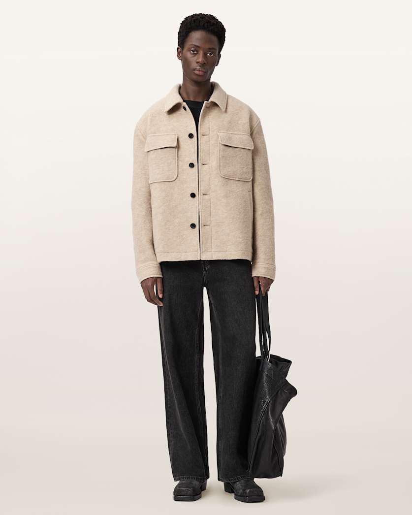AllSaints Cayson Wool Blend Jacket Cider Brown