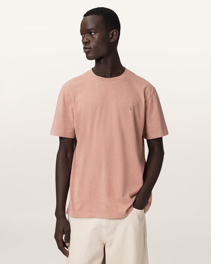 AllSaints Saka Short Sleeve Ramskull Cotton T Shirt Sunbaked Pink