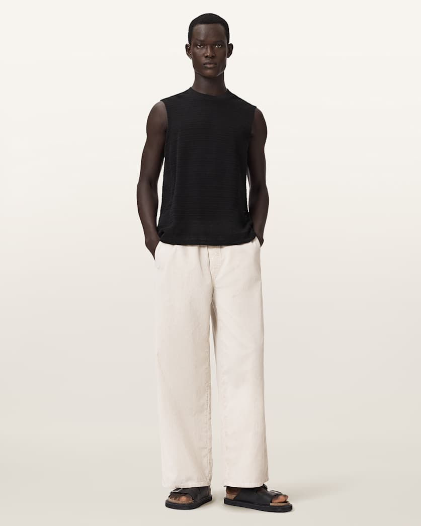 AllSaints Cove Sleeveless Crew Neck Cotton T Shirt Jet Black