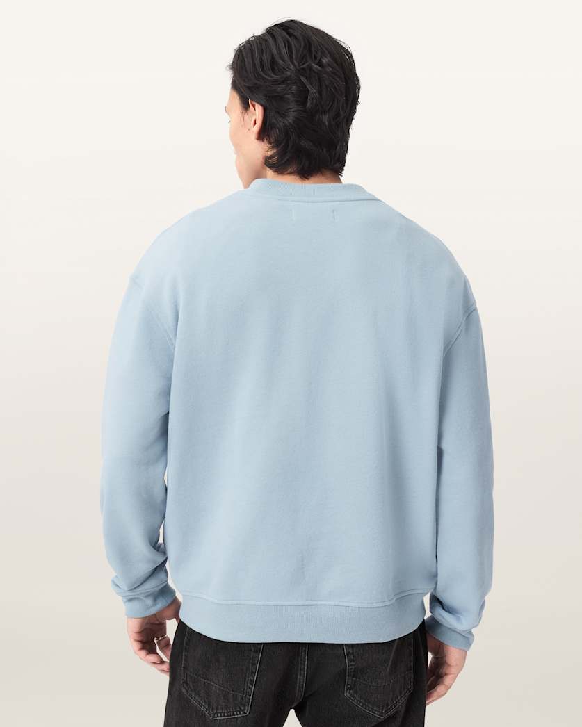 AllSaints Asher Ramskull Boxy Sweatshirt Misty Blue