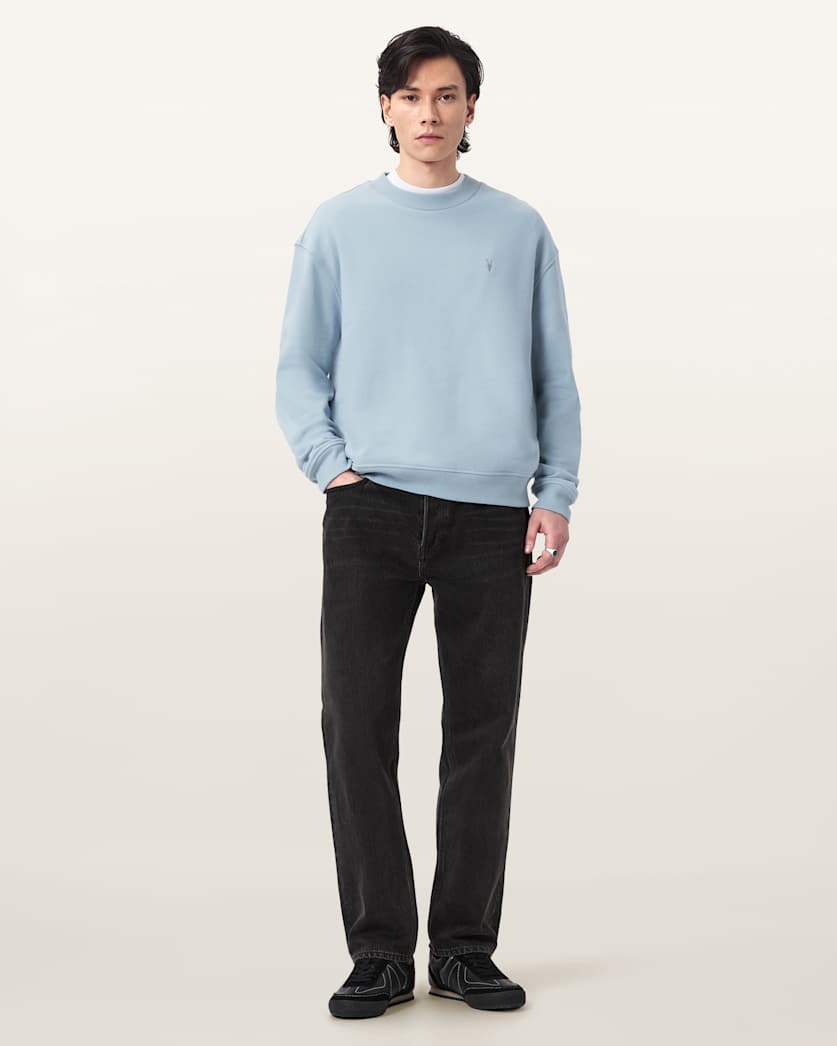 AllSaints Asher Ramskull Boxy Sweatshirt Misty Blue