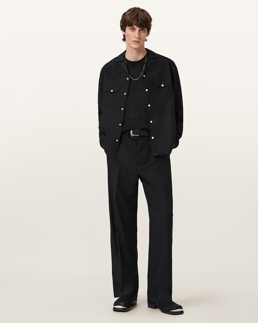 AllSaints Cove Long Sleeve T Shirt Jet Black