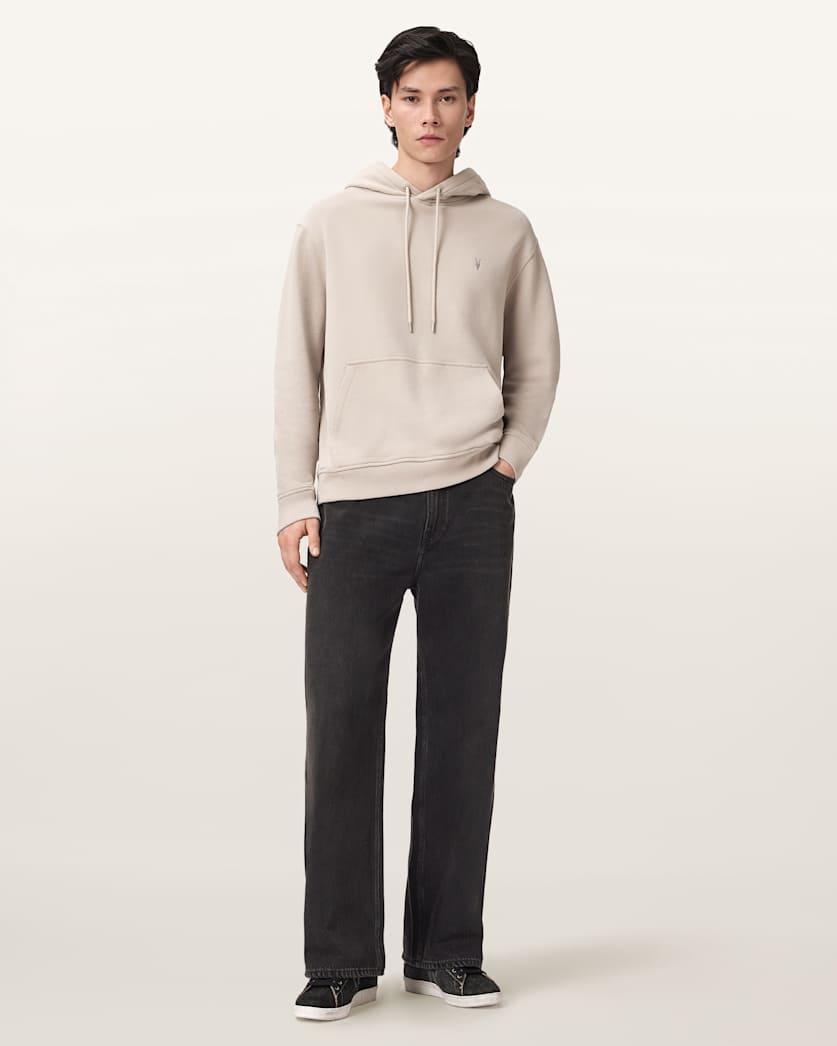 AllSaints Asher Ramskull Oversized Hoodie Sandstone Brown