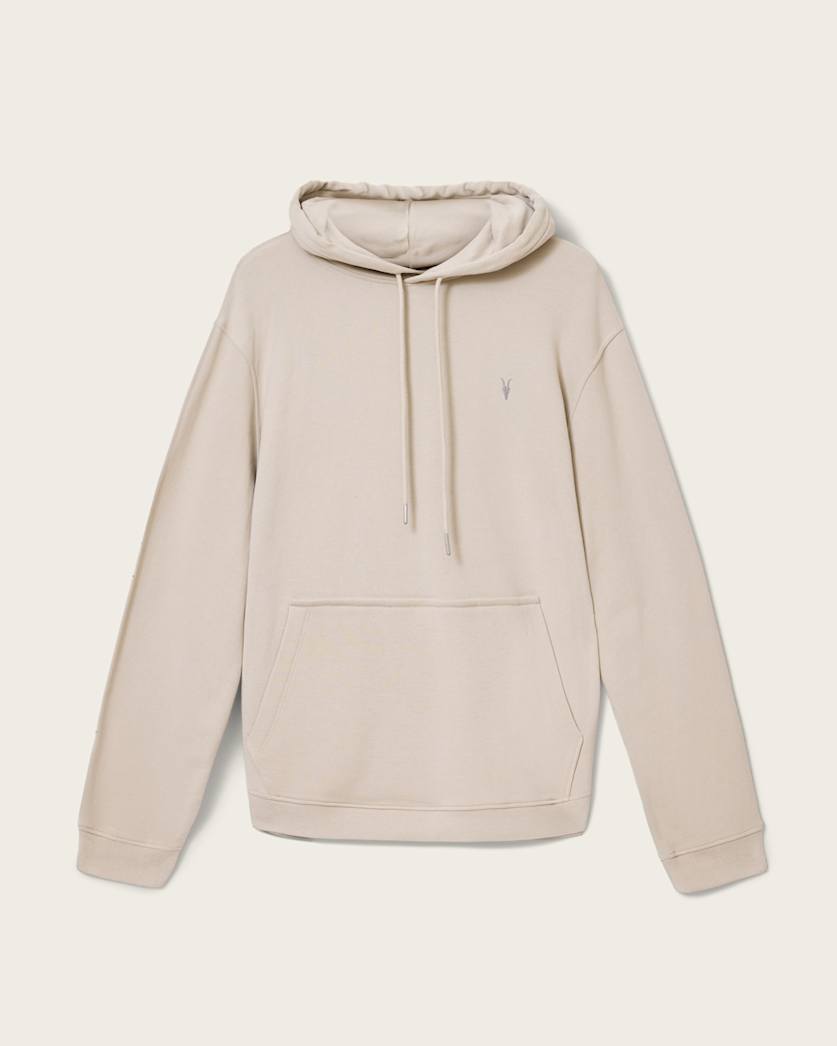 AllSaints Asher Ramskull Oversized Hoodie Sandstone Brown