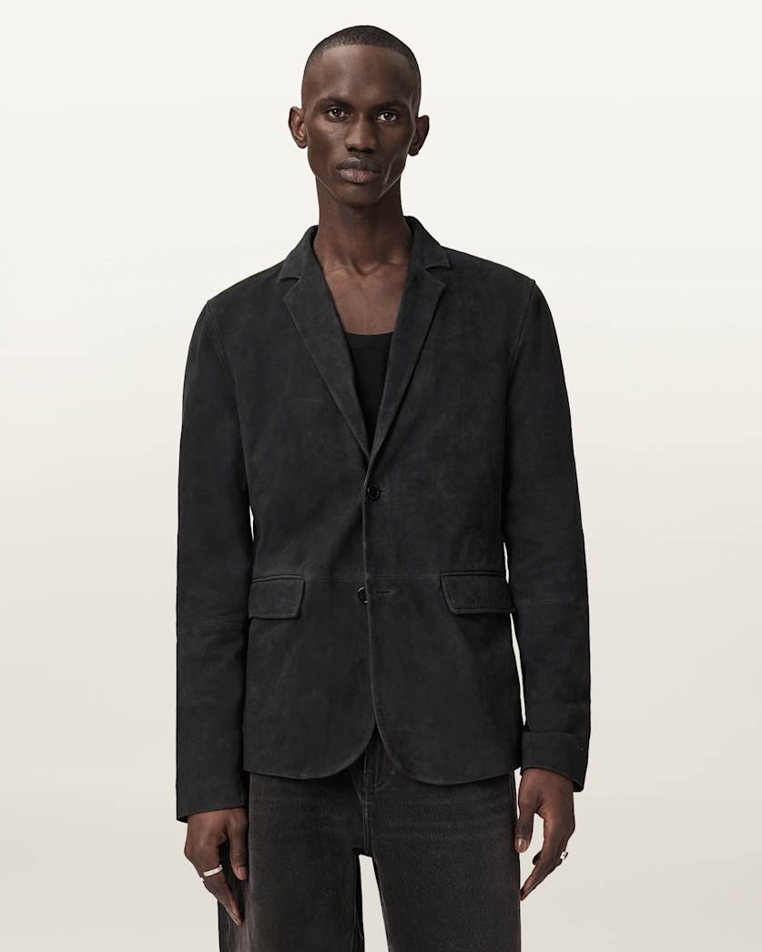 AllSaints Monet Waxed Suede Blazer Dune Brown