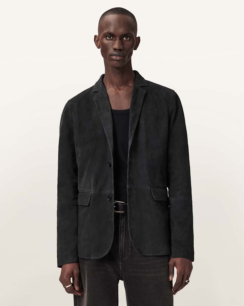 AllSaints Monet Waxed Suede Blazer Dune Brown