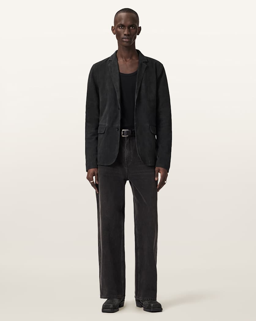 AllSaints Monet Waxed Suede Blazer Dune Brown
