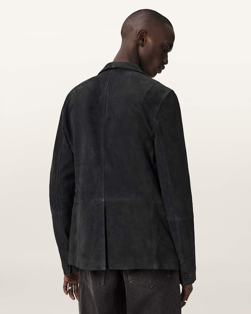 AllSaints Monet Waxed Suede Blazer Dune Brown