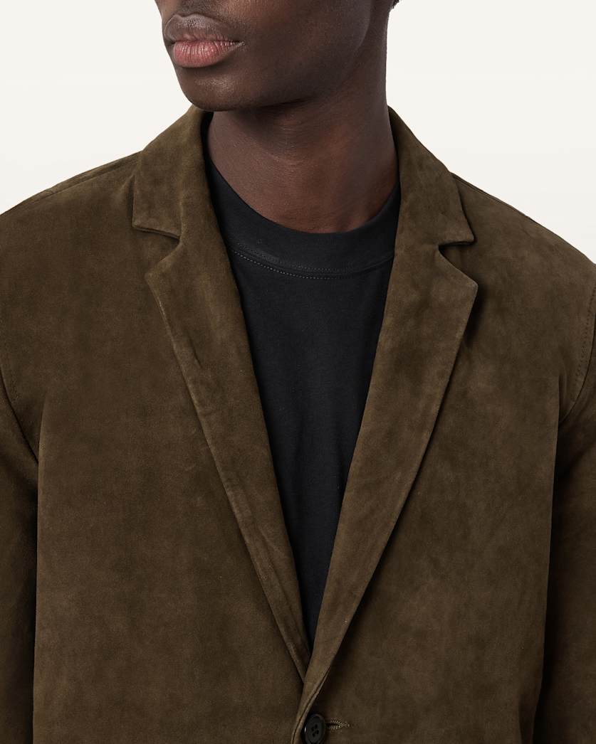 AllSaints Monet Waxed Suede Blazer Dune Brown