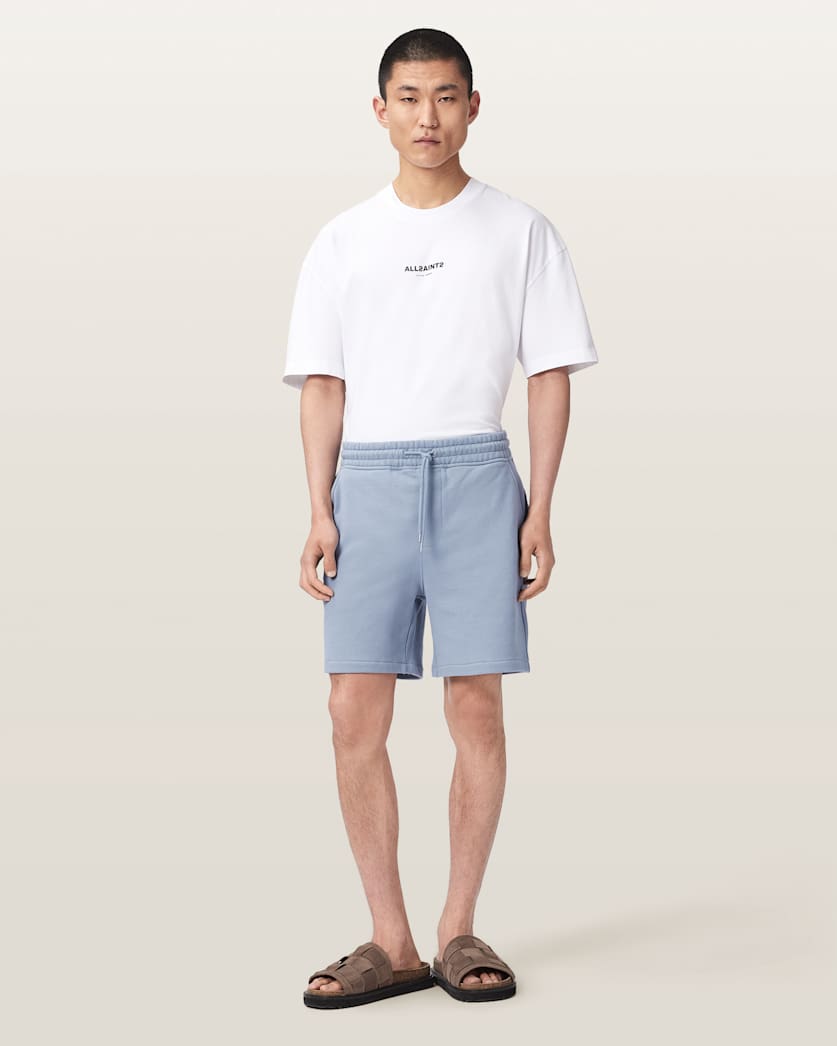 AllSaints Asher Straight Fit Ramskull Sweat Shorts Jet Black