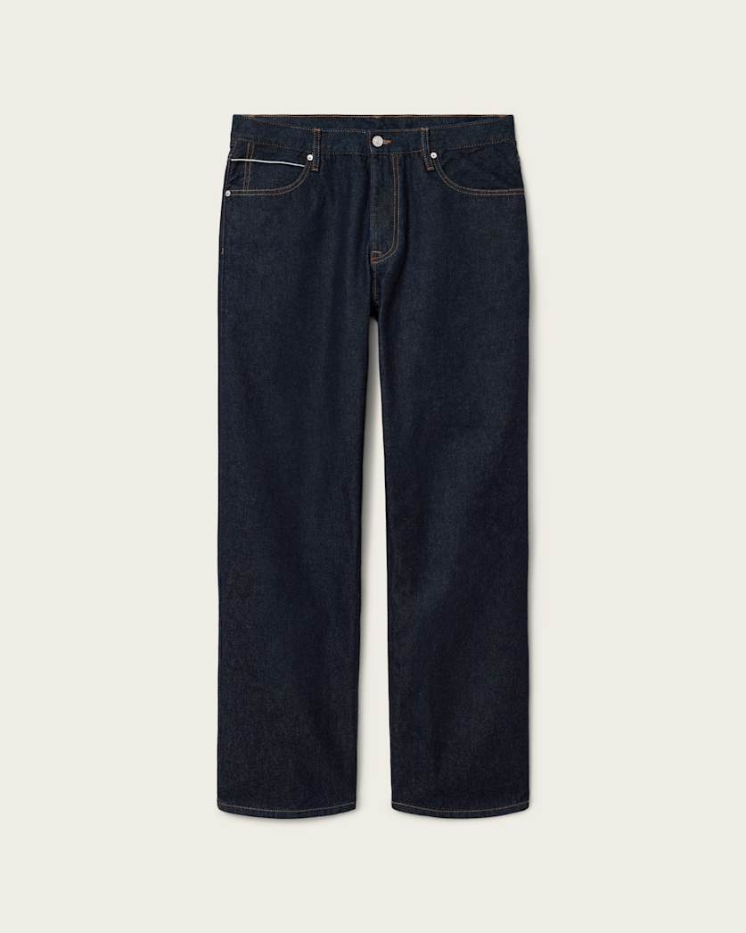 AllSaints Mullen Straight Leg Selvedge Denim Jeans Rinse Selvedge