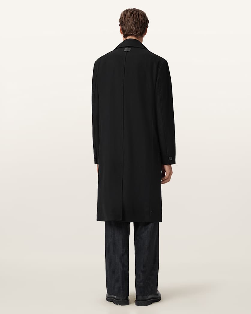 AllSaints Curran Relaxed Fit Wool Coat Black