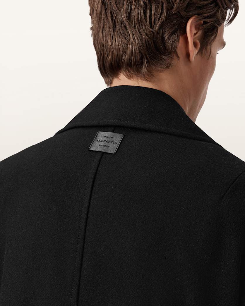 AllSaints Curran Relaxed Fit Wool Coat Black
