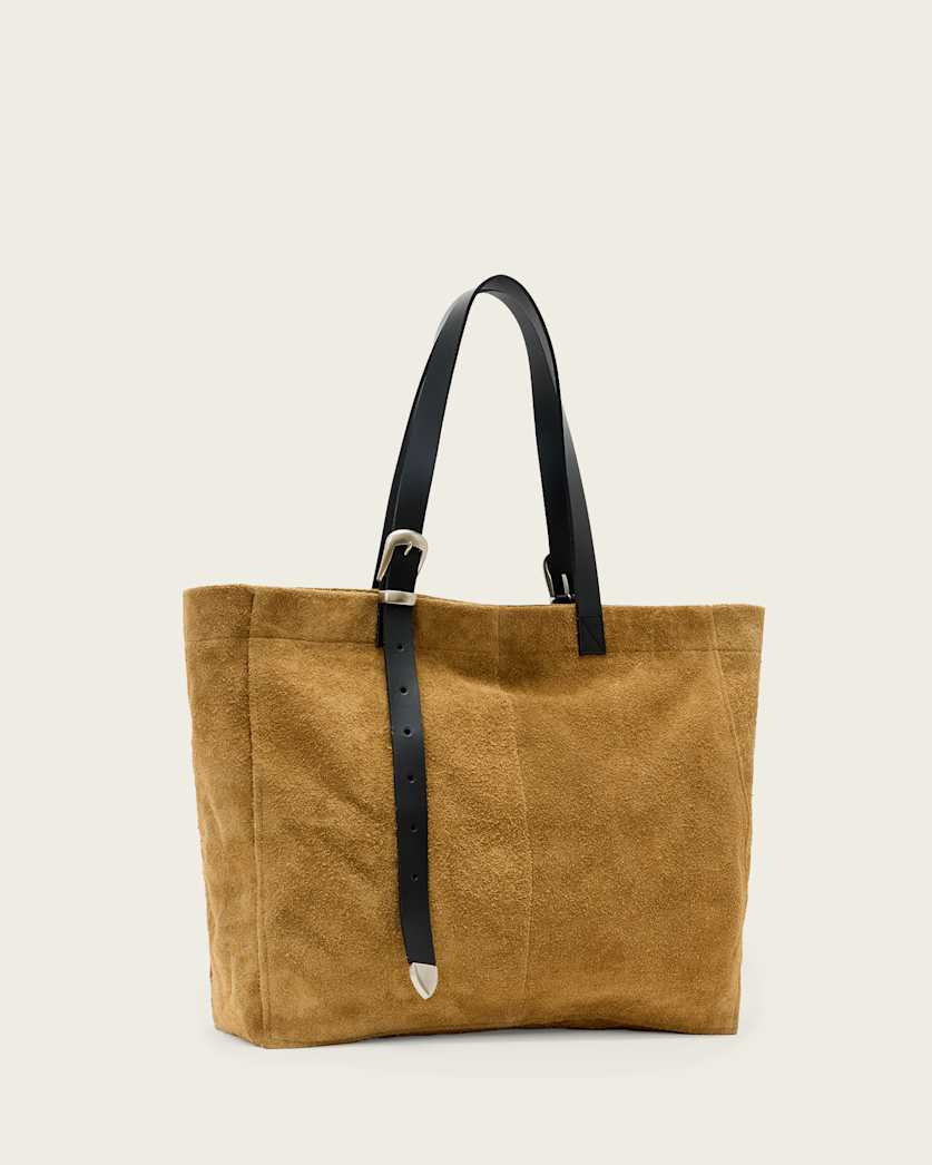 AllSaints Haven Suede Tote Bag Biscuit Brown