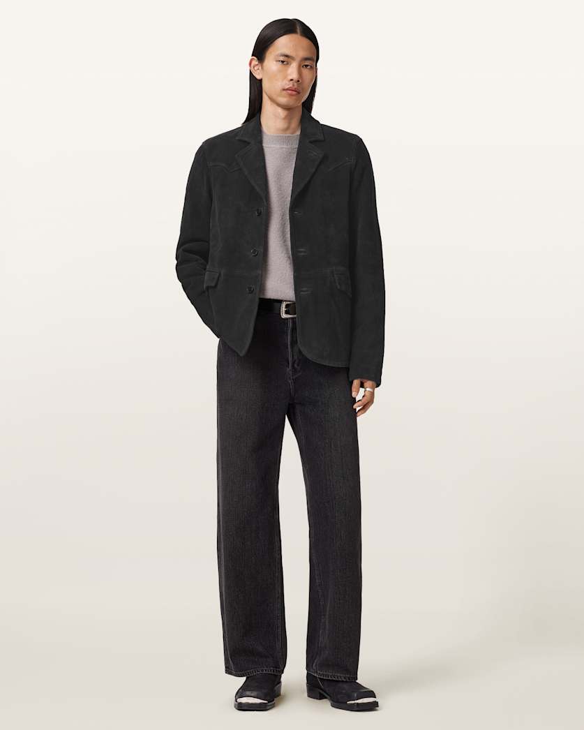 AllSaints Hornett Suede Blazer Gull Brown