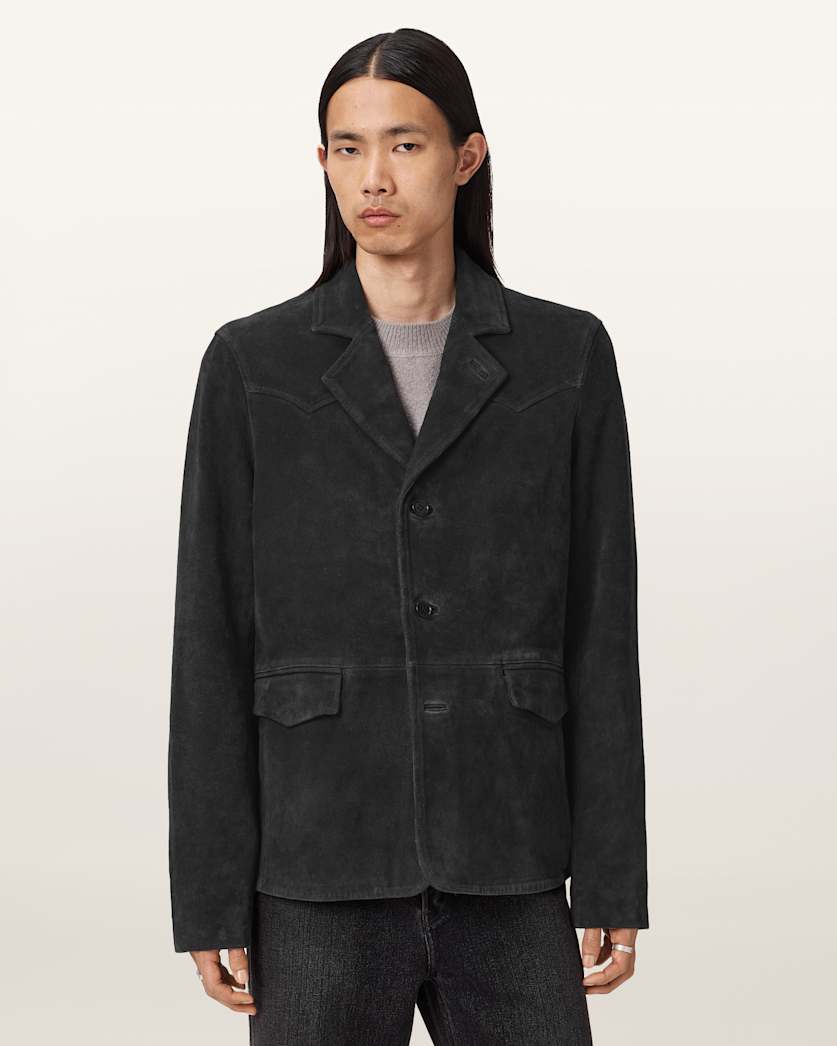 AllSaints Hornett Suede Blazer Gull Brown