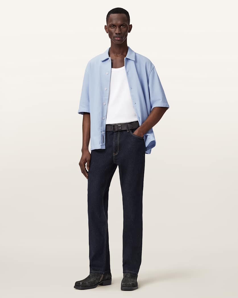 AllSaints Stallone Oversized Short Sleeve Shirt Villa Blue