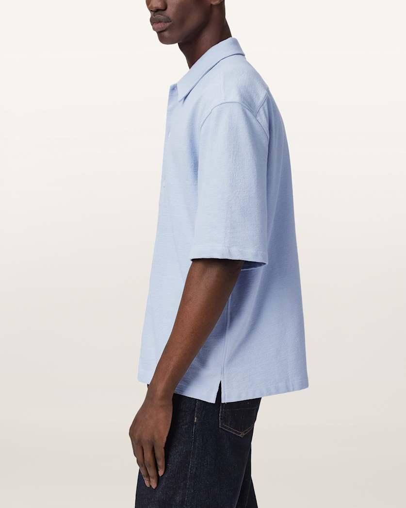 AllSaints Stallone Oversized Short Sleeve Shirt Villa Blue