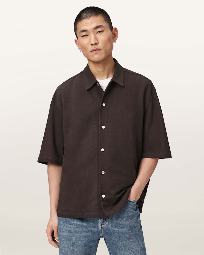 AllSaints Stallone Oversized Short Sleeve Shirt Villa Blue