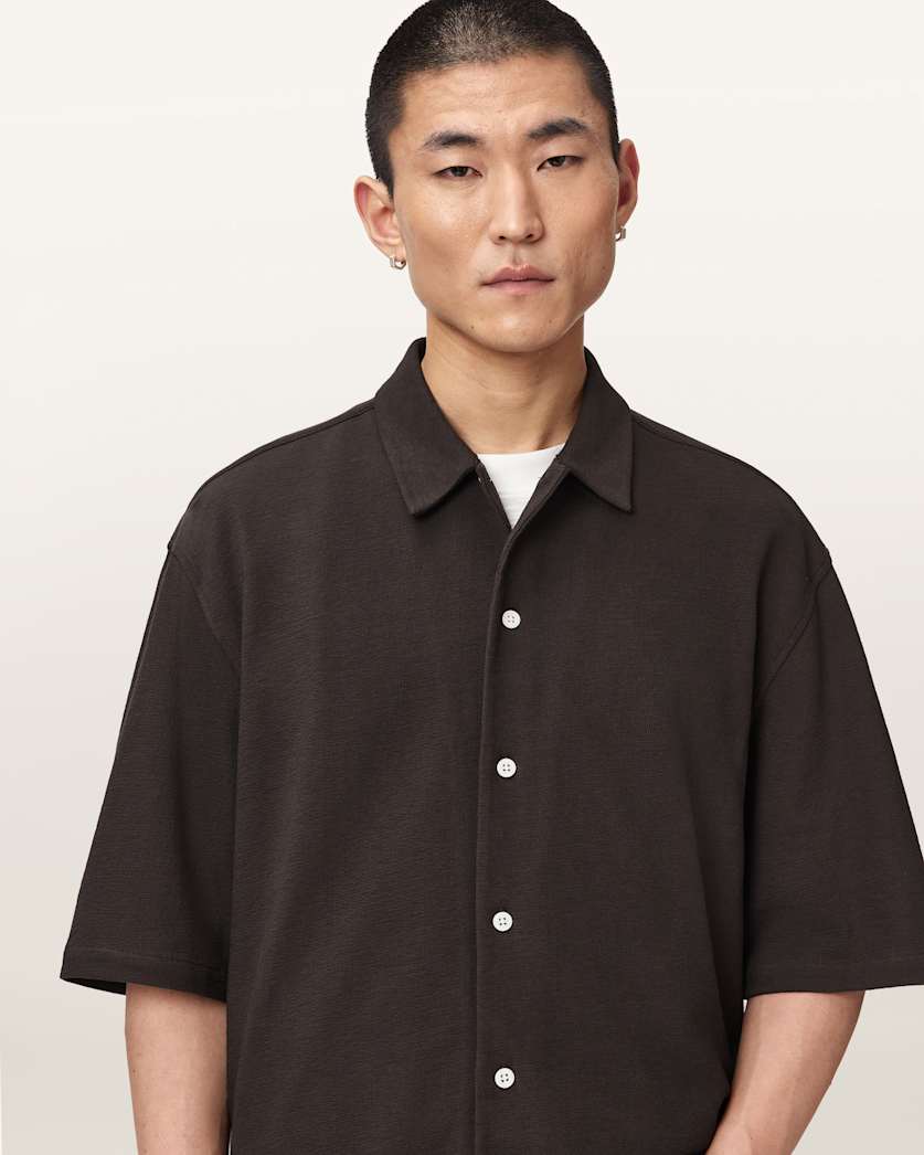 AllSaints Stallone Oversized Short Sleeve Shirt Villa Blue