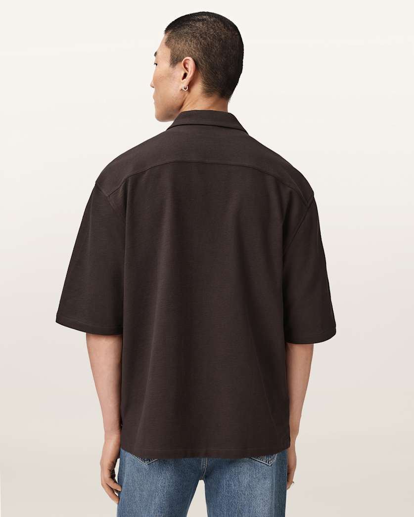 AllSaints Stallone Oversized Short Sleeve Shirt Villa Blue