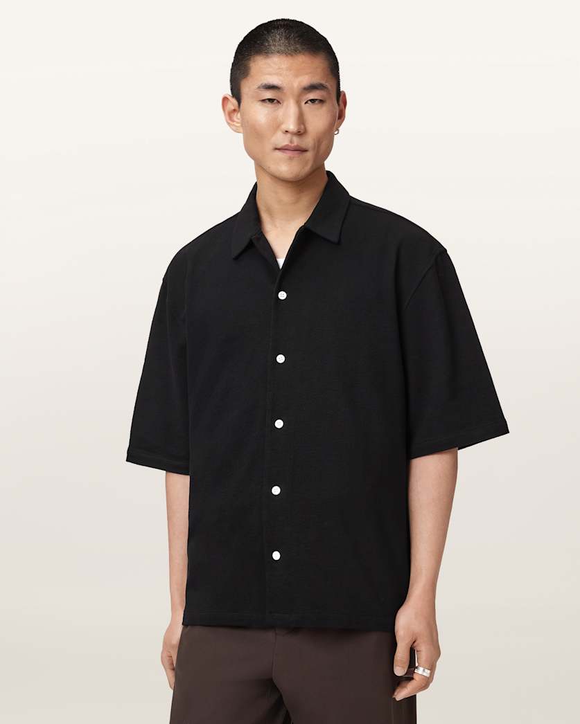 AllSaints Stallone Oversized Short Sleeve Shirt Villa Blue