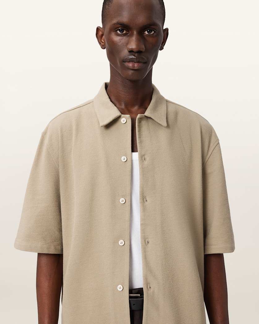 AllSaints Stallone Oversized Short Sleeve Shirt Villa Blue
