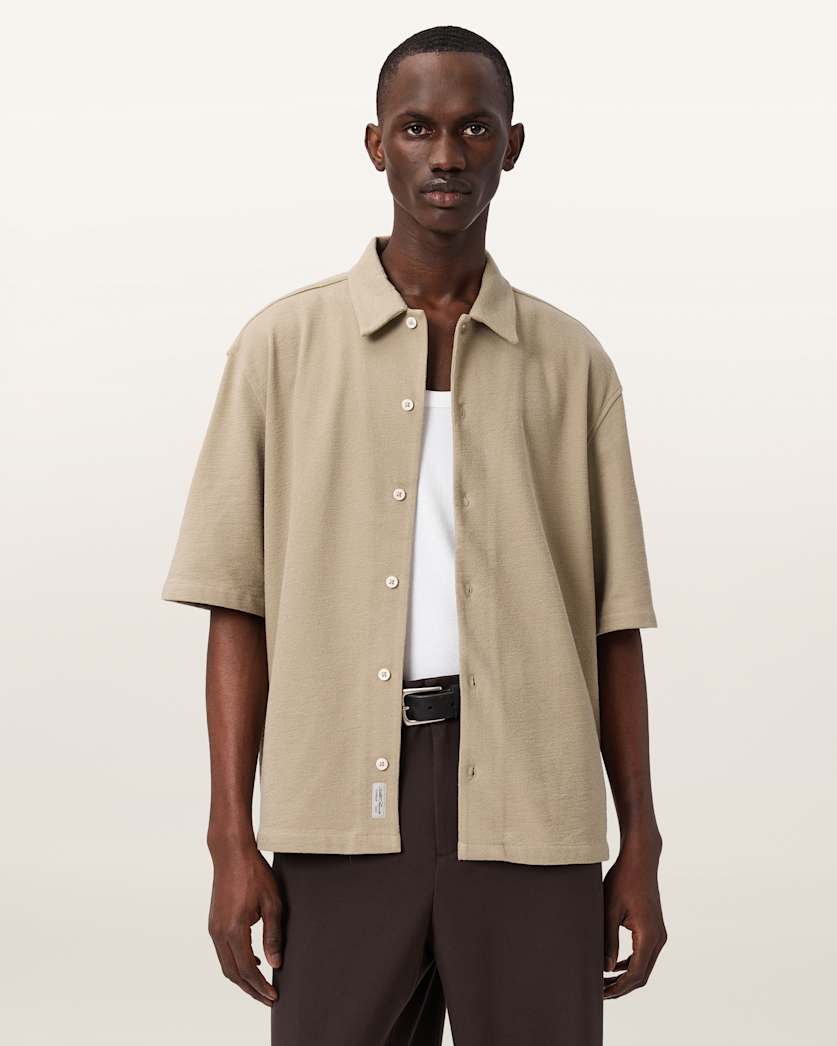 AllSaints Stallone Oversized Short Sleeve Shirt Villa Blue