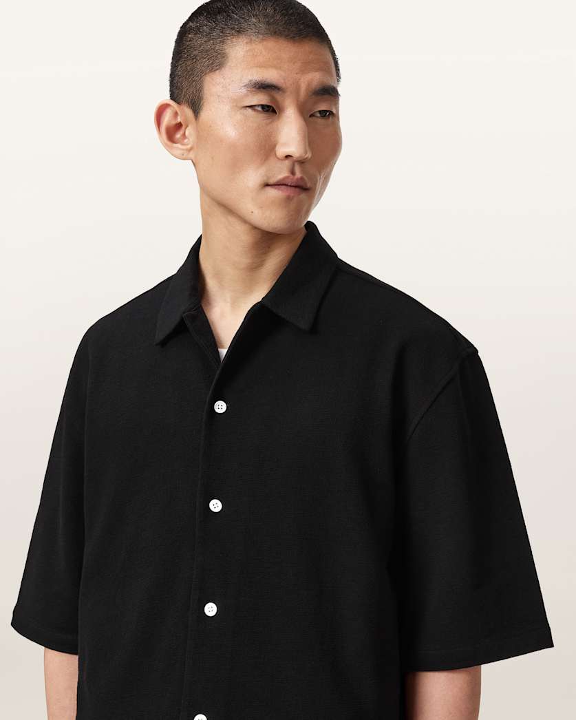 AllSaints Stallone Oversized Short Sleeve Shirt Villa Blue