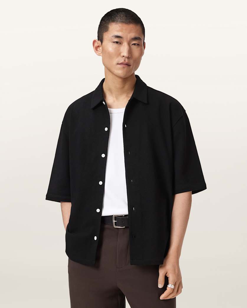 AllSaints Stallone Oversized Short Sleeve Shirt Villa Blue