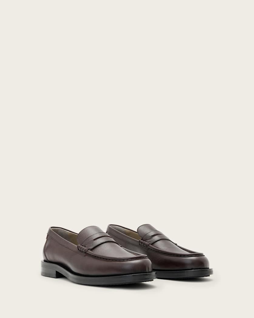 AllSaints Bloom Leather Loafers Black