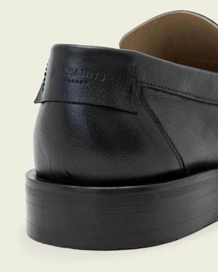 AllSaints Bloom Leather Loafers Black